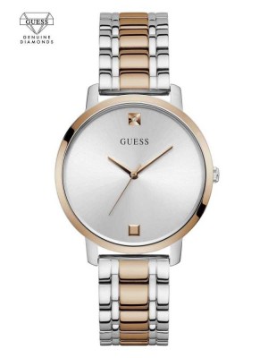 Montre Guess Two-Tone Diamond Analog Femme Argent | 63451-RYVJ