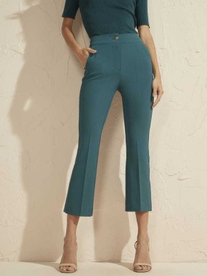 Pantalon Guess Evelyn Cropped Femme Turquoise Multicolore | 74816-SAWT