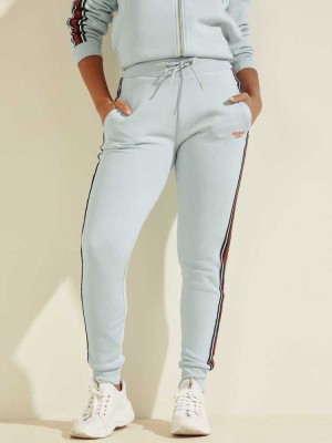 Pantalon Jogger Guess Eco Abigal Stripe Femme Bleu Clair | 42591-DMRB