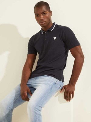 Polos Guess Eco Lyle Homme Bleu Foncé | 45309-UOYW