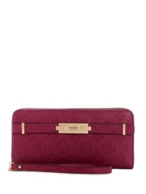 Portefeuilles Guess Bea Large Zip-Around Femme Marron | 13289-SQMH