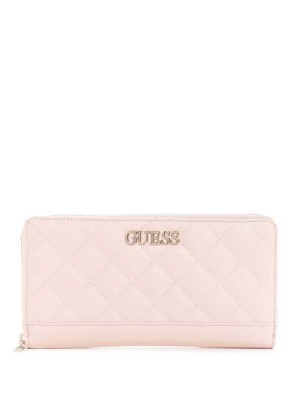 Portefeuilles Guess Illy Check Organizer Femme Rose Clair | 78231-LFCO