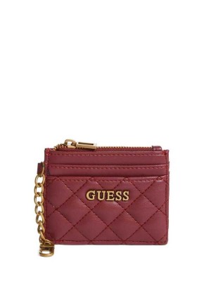 Portefeuilles Guess Matelassé Card Holder Femme Bordeaux | 84672-BUVN