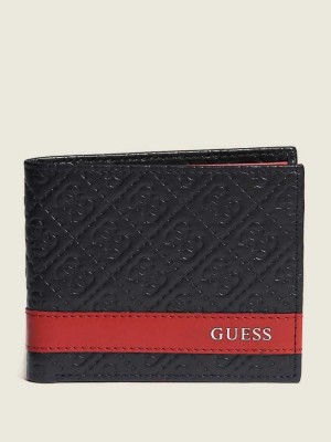 Portefeuilles Guess Mesa Double Billfold Homme Noir Rouge | 75348-HSUJ