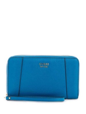 Portefeuilles Guess Naya Double Zip Wristlet Femme Bleu Marine | 06589-TXVS