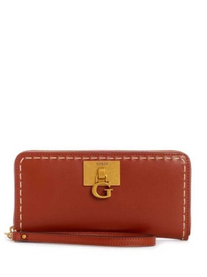 Portefeuilles Guess Stephi Large Zip-Around Femme Bordeaux | 46907-DAFN