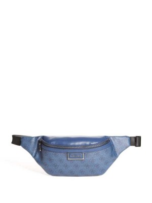 Sac Banane Guess Vezzola Logo Homme Bleu | 85674-AJMQ