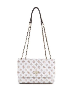 Sac Crossbody Guess Cessily Faux-Cuir Convertible Femme Blanche Multicolore | 54673-HGKF