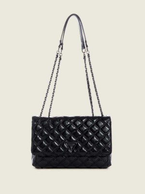 Sac Crossbody Guess Cessily Matelassé Convertible Femme Noir | 78253-DIBP