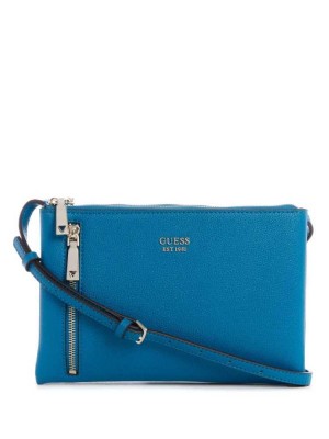 Sac Crossbody Guess Naya Double-Zip Femme Bleu Marine | 93876-UXKQ