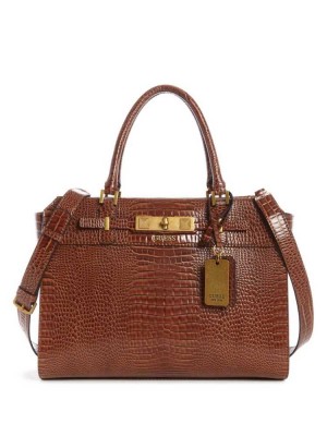 Sac Crossbody Guess Raffie Carryall Femme Marron | 90163-OWNV