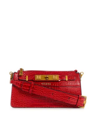 Sac Crossbody Guess Raffie Mini Femme Rouge | 15390-FHAI