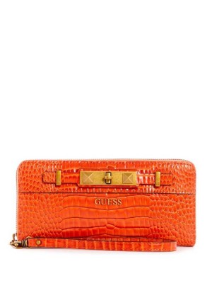 Sac Crossbody Guess Raffie Zip-Around Femme Orange | 16395-VDXG