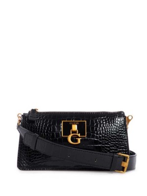 Sac Crossbody Guess Stephi Mini Femme Noir | 93047-UVGR