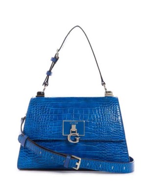 Sac Crossbody Guess Stephi Top-Handle Flap Femme Bleu | 51079-XUMY