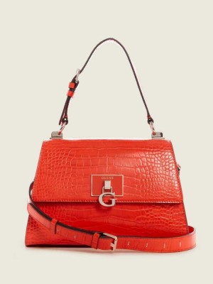 Sac Crossbody Guess Stephi Top-Handle Flap Femme Marron | 83259-ONBD