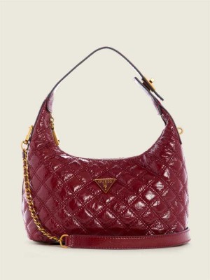 Sac Porté Épaule Guess Cessily Matelassé Hobo Femme Rouge | 43289-EOAM