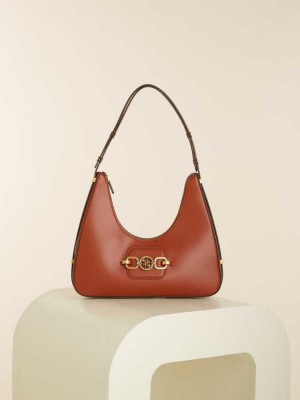 Sac Porté Épaule Guess Hensely Hobo Femme Bordeaux | 42956-EDSN