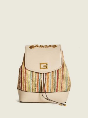 Sacs à Dos Guess Kimi Femme Beige Clair | 48596-SDBE