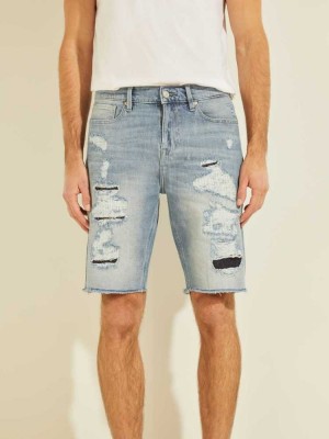 Short Guess Eco Slim Denim Homme Bleu | 21395-MQEK