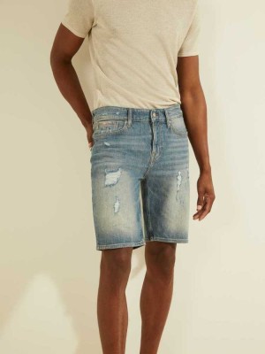 Short Guess Slim Denim Homme Lavage Clair | 43702-OTJM