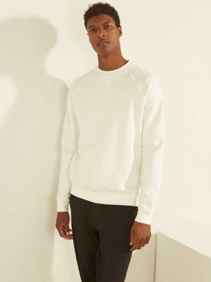 Sweatshirt Guess Aldwin Crewneck Homme Blanche | 69187-MBRF