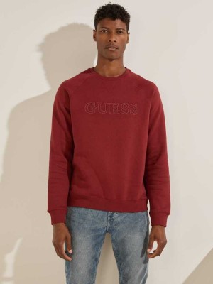 Sweatshirt Guess Aldwin Crewneck Homme Bordeaux | 63824-OAXQ