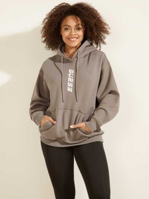 Sweatshirt Guess Eco Alisha Encapuchonné Femme Grise | 04387-ERFY