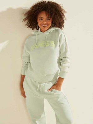 Sweatshirt Guess Eco Annetta Encapuchonné Femme Vert | 69125-TLMP