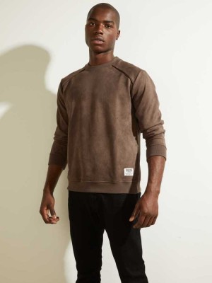 Sweatshirt Guess Newton Fleece Pullover Homme Chocolat Marron | 25609-MGKC