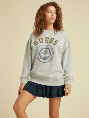 Sweatshirt Guess Originale Oversized Pullover Femme Grise Clair | 58406-FXNQ