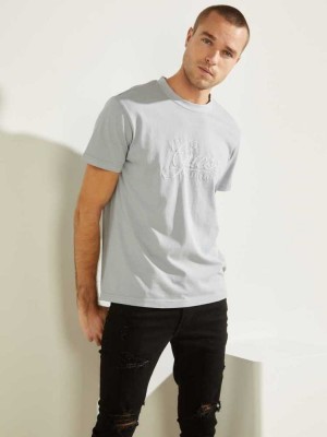 T Shirts Guess Classical Embroidered Logo Homme Blanche | 08569-SNJK