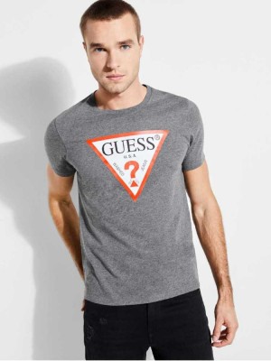 T Shirts Guess Classiche Logo Homme Grise | 38029-CUDH