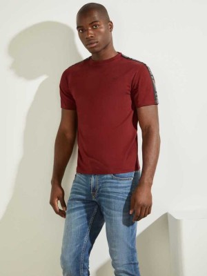 T Shirts Guess Eco Eric Logo Homme Bordeaux | 67408-EUYV