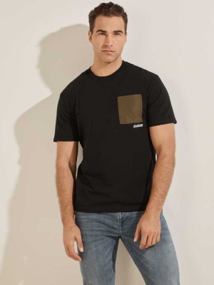 T Shirts Guess Eco Ewart Homme Noir | 21305-HTLO