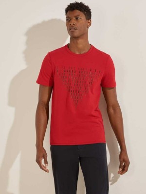 T Shirts Guess Eco Keanu Logo Homme Rouge | 53864-YUVG