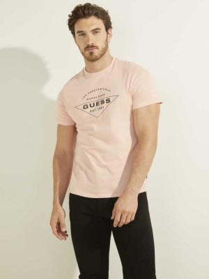 T Shirts Guess Eco Logo Homme Rose Clair | 83246-GJWU