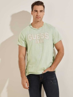 T Shirts Guess Eco Raw Patchwork Logo Homme Grise | 97406-RTHB