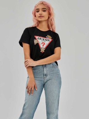 T Shirts Guess Kaira Easy Femme Noir | 09738-OGWD