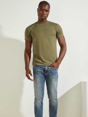 T Shirts Guess Korey Homme Vert Olive | 90178-IATX