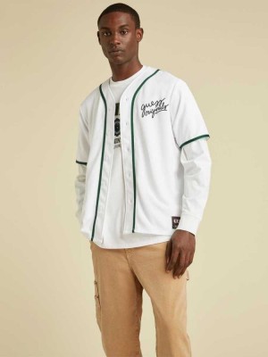 T Shirts Guess Originale Baseball Jersey Homme Blanche | 35201-WOLA