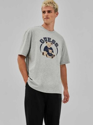 T Shirts Guess Originale Bear Homme Grise Clair | 24167-ZHMJ