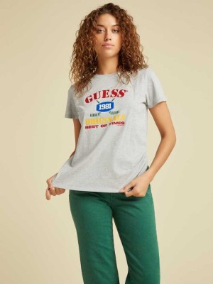 T Shirts Guess Originale Easy Logo Femme Grise Clair | 43075-IRUH