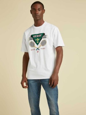 T Shirts Guess Originale Logo Homme Blanche | 63480-PDLW