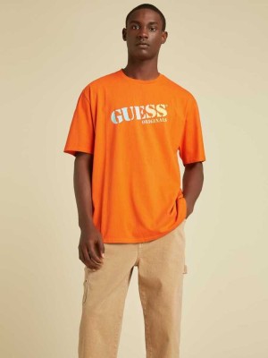 T Shirts Guess Originale Ombre Logo Homme Orange | 48509-FQBA