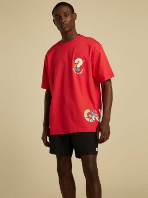 T Shirts Guess Summer Games Logo Homme Rouge | 24680-HXJA