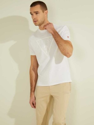 T Shirts Guess Tonal Logo Homme Blanche | 83570-QRVZ