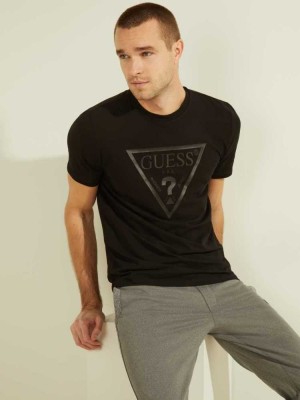 T Shirts Guess Tonal Logo Homme Noir | 65092-EZBQ