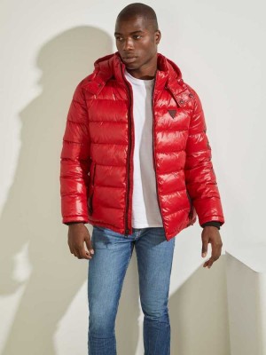 Vestes Guess Anthony Logo Puffer Homme Rouge | 34290-QWJX