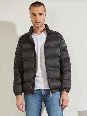 Vestes Guess Matelassé Puffer Homme Noir | 81936-EPKO